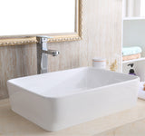 STYLISH 18" White Rectangular Ceramic Vessel Bathroom Sink White