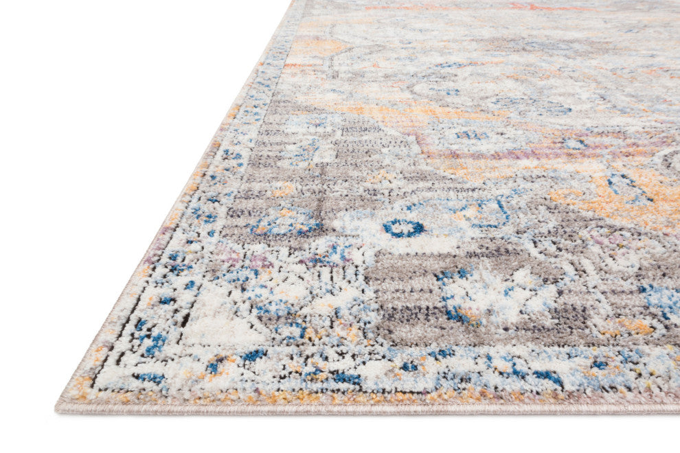 Polyester Pile Dante DN-06 Area Rug by Loloi II, Natural/Sunrise, 5'3"x7'2"
