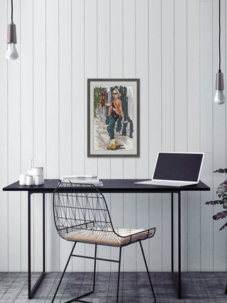 "Casual Coffee Break" Framed Painting Print, 24"x36"