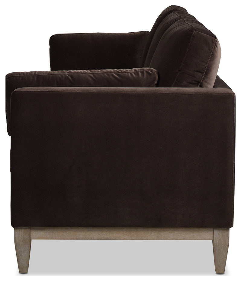 Knox 84" Modern Farmhouse Sofa, Deep Brown Performance Velvet