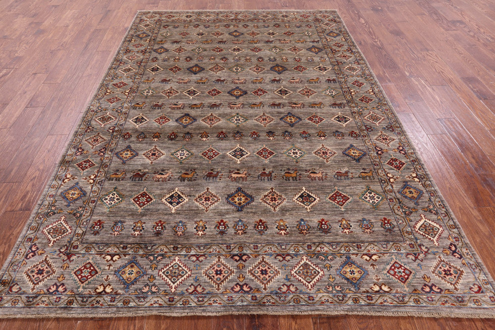 6' 10" X 9' 11" Super Kazak Handmade Wool Rug - Q12183
