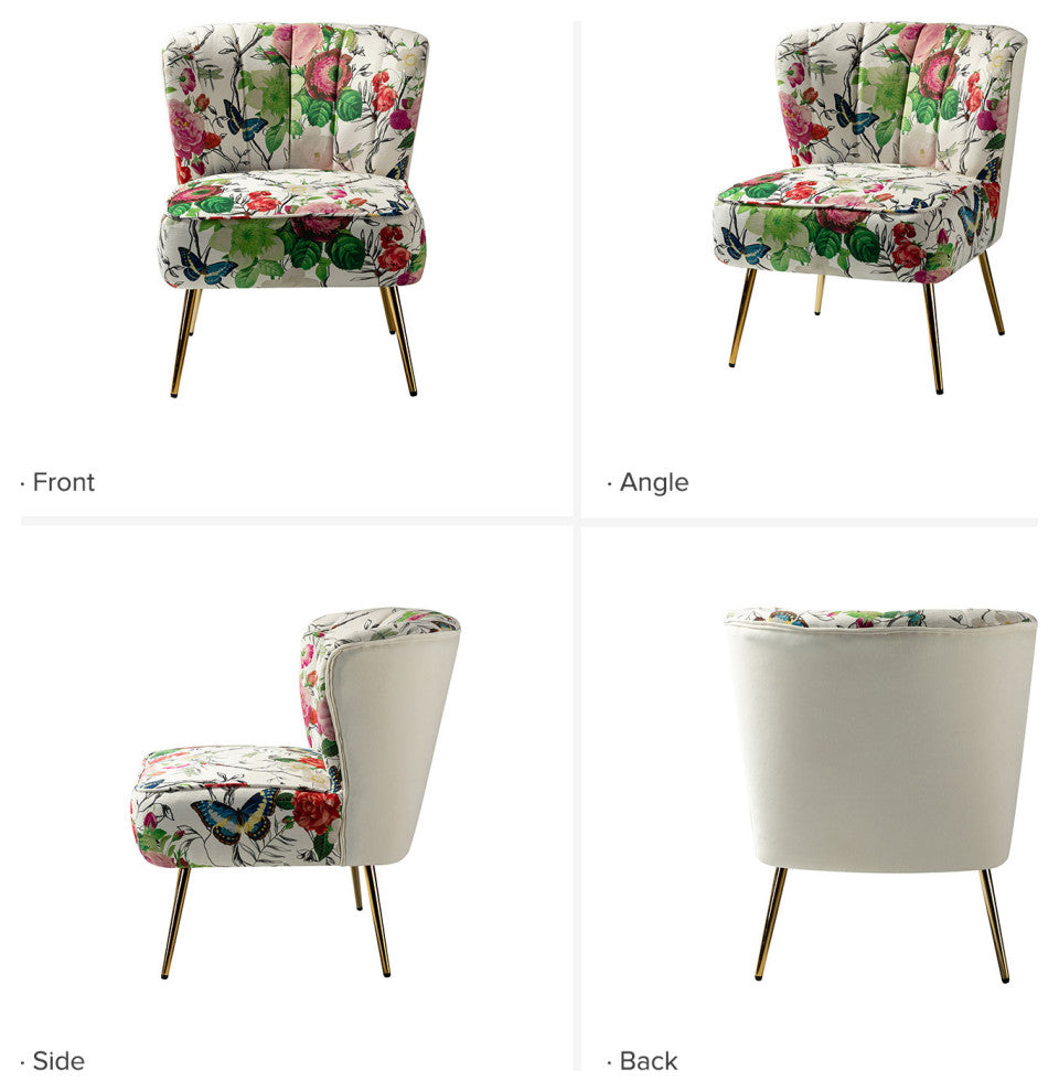 Accent Side Chair With Tufted Back, Ivory