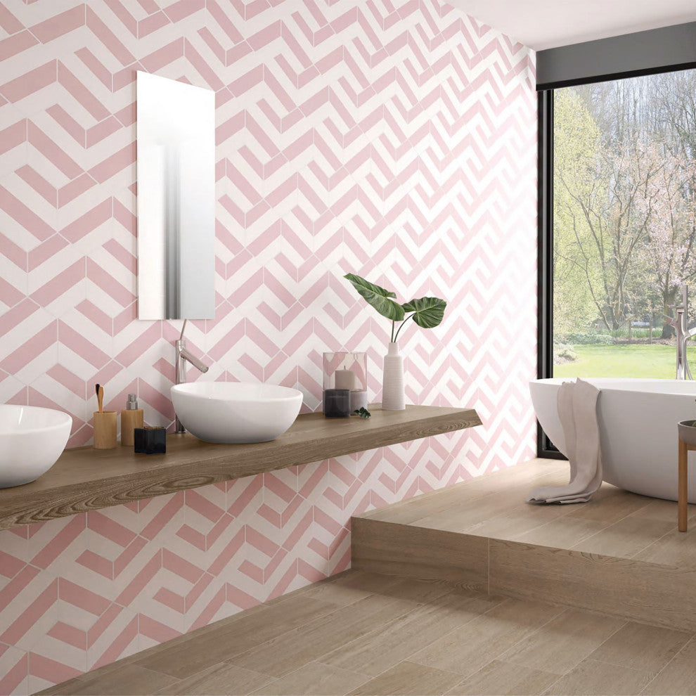 Porto Capri Hex Rose Porcelain Floor and Wall Tile
