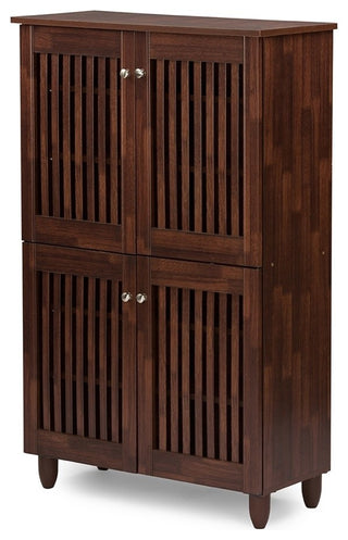 Fernanda Modern 4-Door Oak Brown Wooden Entryway Shoes Storage Tall Cabinet