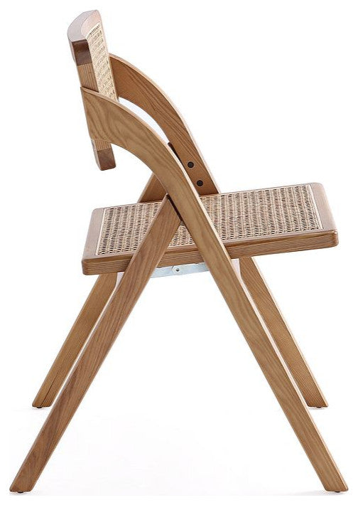 Manhattan Comfort Lambinet Dining Folding Chair, Nature, Set of 2