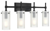 Effimero 4-Light Wall Sconce, Black With Frosted Glass