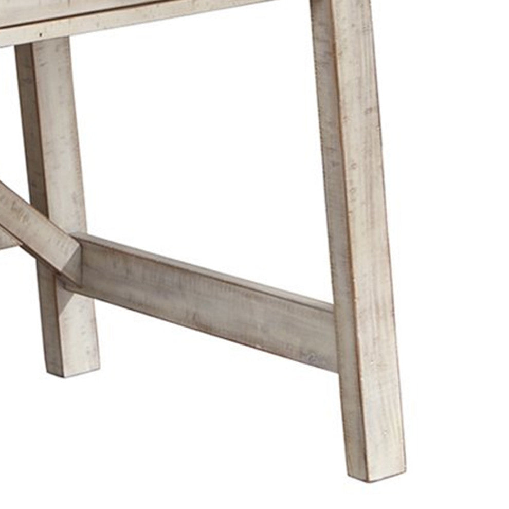 Benzara BM206092 Wooden Office Desk With 2 Drawers/Beam Legs, Antique White