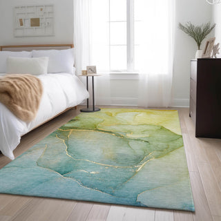 Premium Machine Washable Mayfield AMF508 Green 2'6" x 3'10" Rug