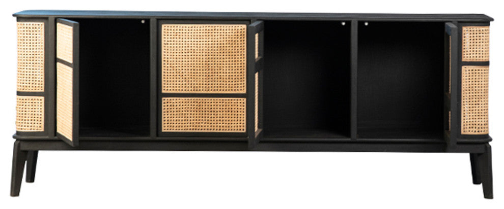 Deco Black and Cane Sideboard