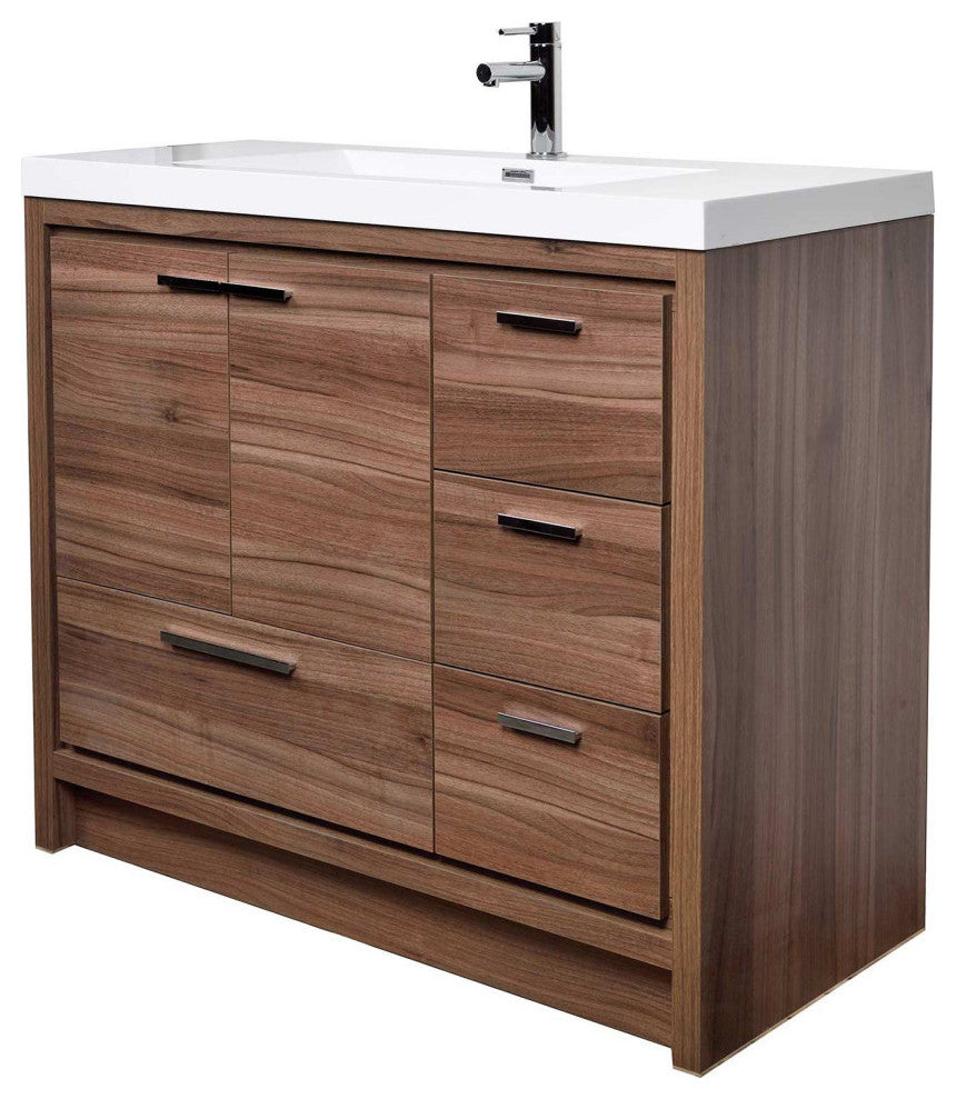 ConceptBaths Enna 42" Modern Bath Vanity, Walnut