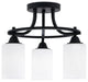 Paramount 3-Light Semi-Flush Light, Matte Black, 4" White Muslin Glass