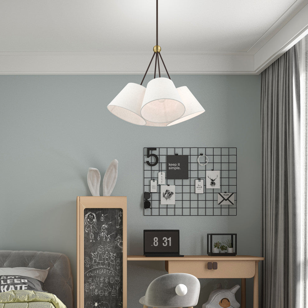 Livex Lighting Prato 4 Light Bronze With Antique Brass Accents Chandelier