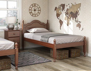100% Solid Wood Reston Twin Panel Headboard Platform Bed, Mocha