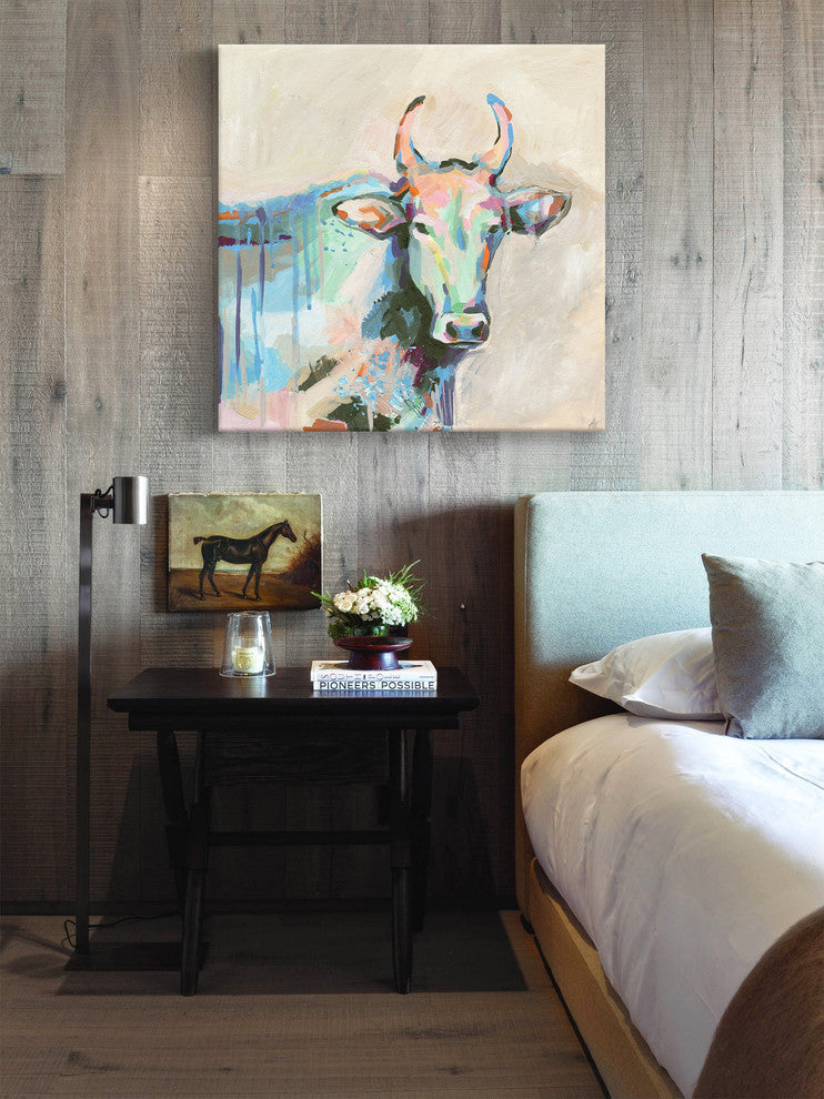 "Mystical Bull" Painting Print on Wrapped Canvas, 32"x32"