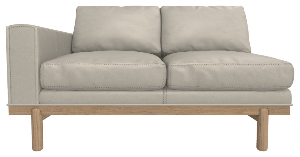 Cantor Left Arm Leather Sofa, Finish: Dove, Leather: Cream