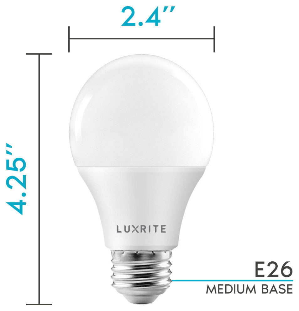 Luxrite A19 LED Bulb 1100lm Warm White 11W Enclosed Rated E26 12 Pack