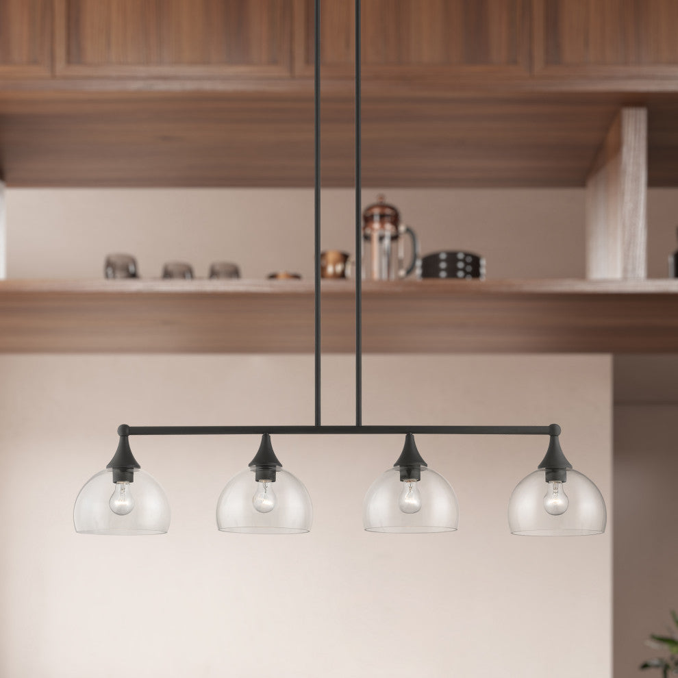 4 Light Bronze Large Linear Chandelier
