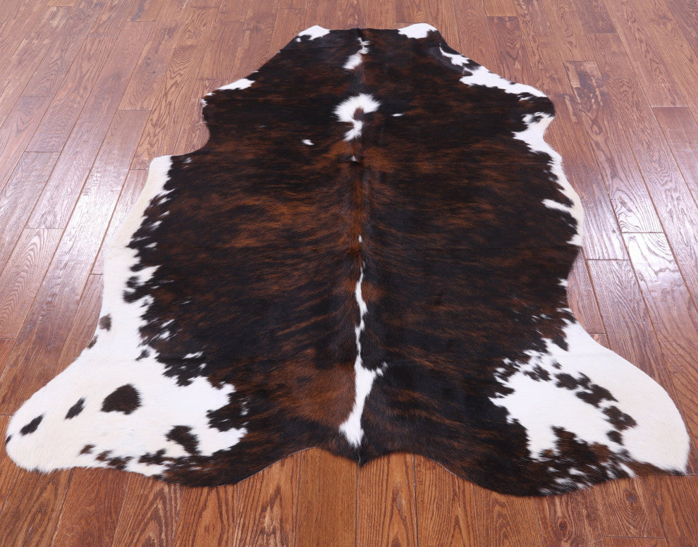 6' 4" X 5' 2" Tricolor Natural Cowhide Rug C1894
