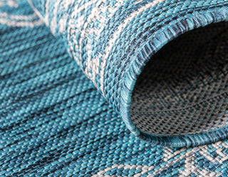 Rug Unique Loom Outdoor Traditional Teal Rectangular 7' 0 x 10' 0