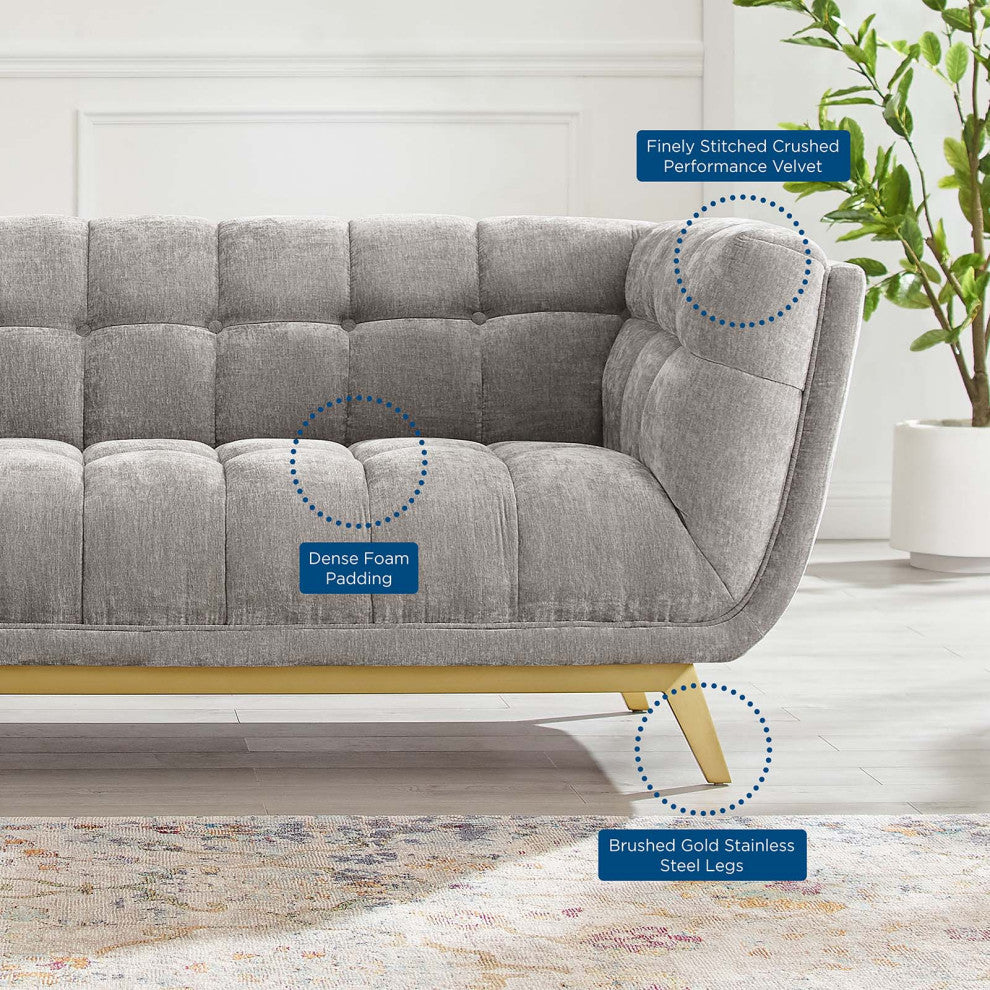 Bestow Crushed Performance Velvet Sofa Light Gray