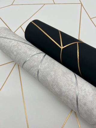 White & Gold Nazca Wallpaper