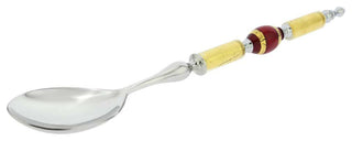 GlassOfVenice Italian Murano Glass Salad Spoon - Gold Red Stripes