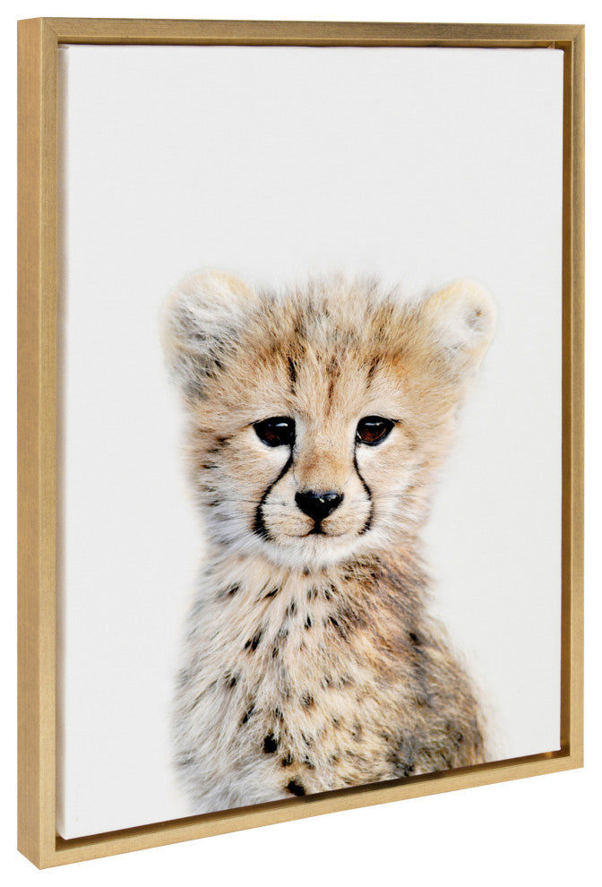 Sylvie Cheetah Framed Canvas By Amy Peterson<br>, Gold 18x24