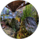 Rocks Under Bridge In Creek, Landscape Photo Disc Metal Wall Art, 36"