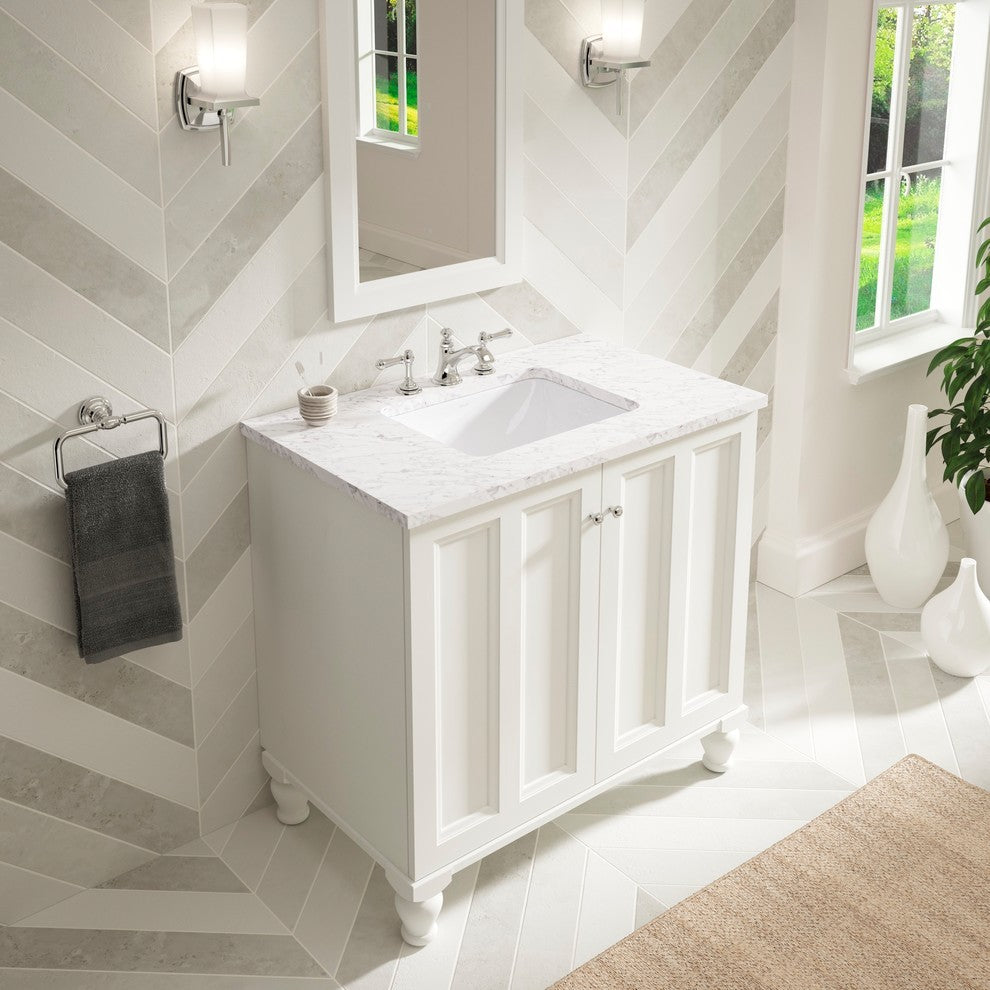 Kohler Caxton Rectangle Under-Mount Bathroom Sink w/ Overflow, White