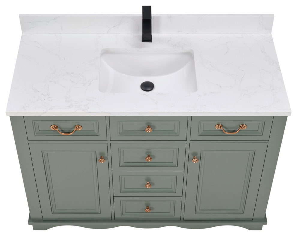 Legion Furniture WS2512 Series Bathroom Sink Vanity, Pewter Green, 48", Artificial Stone Top, Single Sink