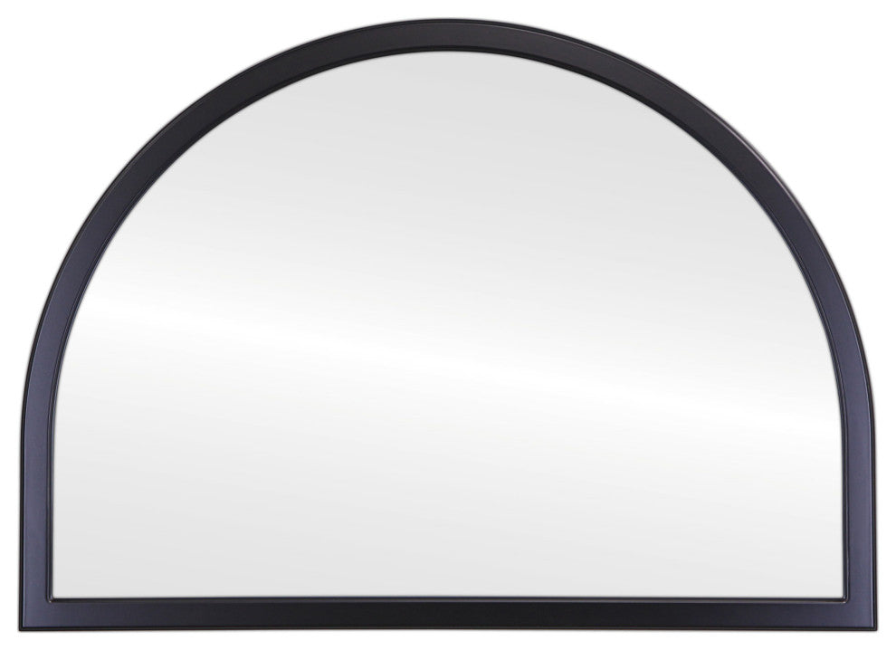 Pescara Framed Mantel Mirror, Crescent Cathedral, 38.4"x27.4", Matte Black