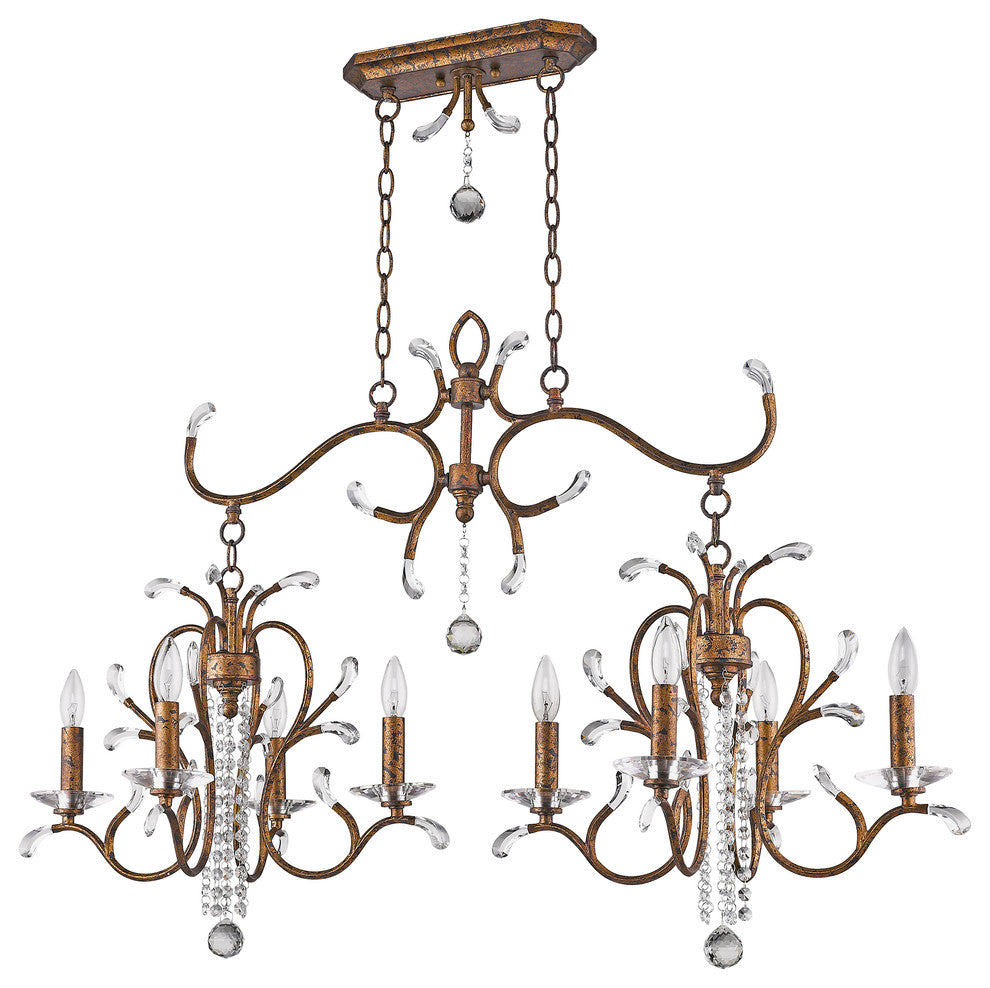 Serafina Island Chandelier, Hand-Applied Venetian Golden Bronze