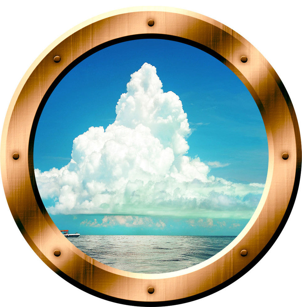 3D Ocean Porthole Sea Wall Decal Peel And Stick Decor, 24" Diameter