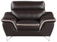 110" Charming Brown Leather Sofa Set