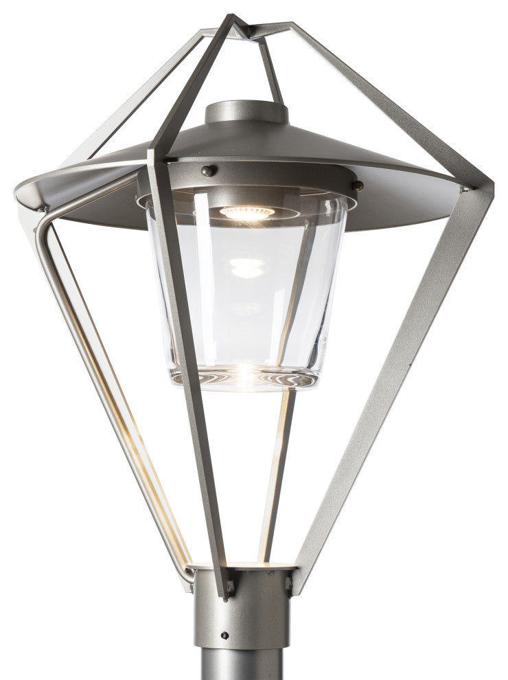 Stellar Post Light, Coastal Burnished Steel Finish, Clear Glass