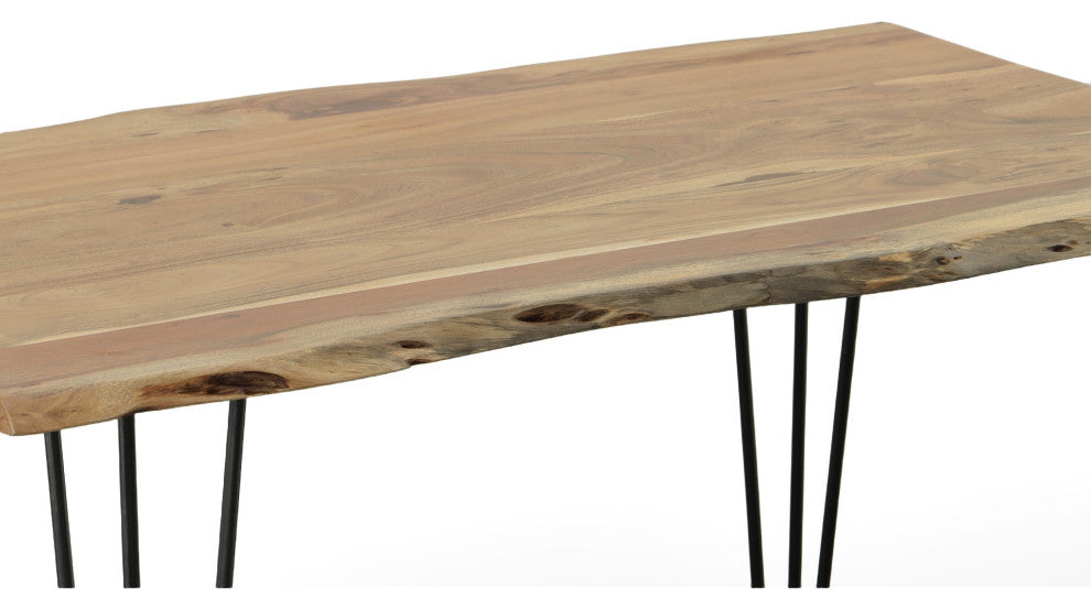 Seti Live Edge Dining Table, Natural and Black