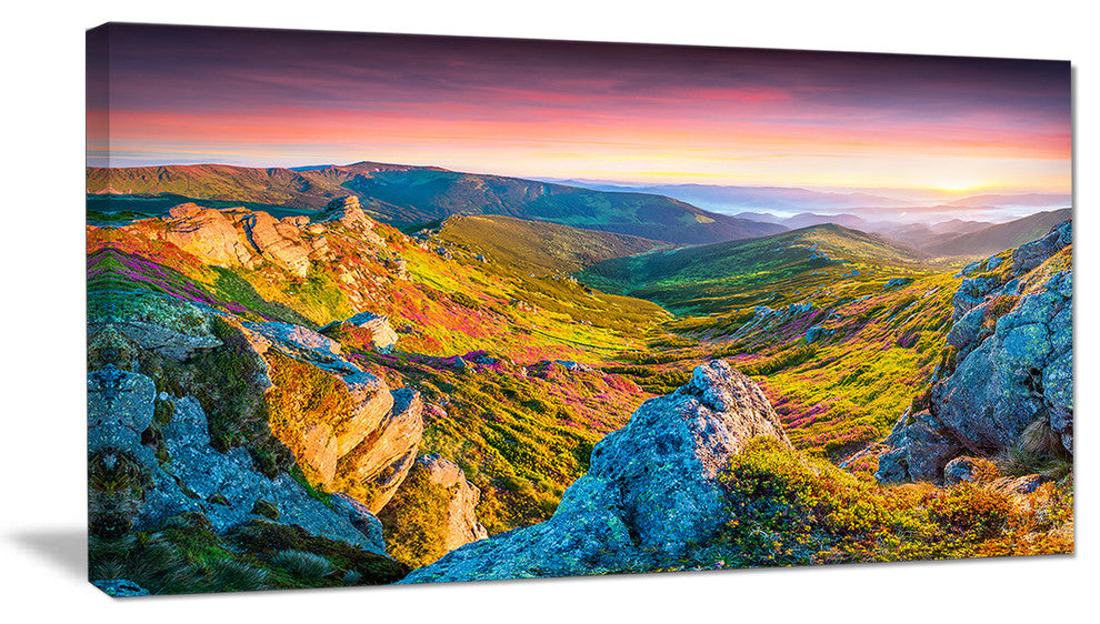 "Pink Rhododendron Flowers" Landscape Canvas Photo Print, 32"x16"