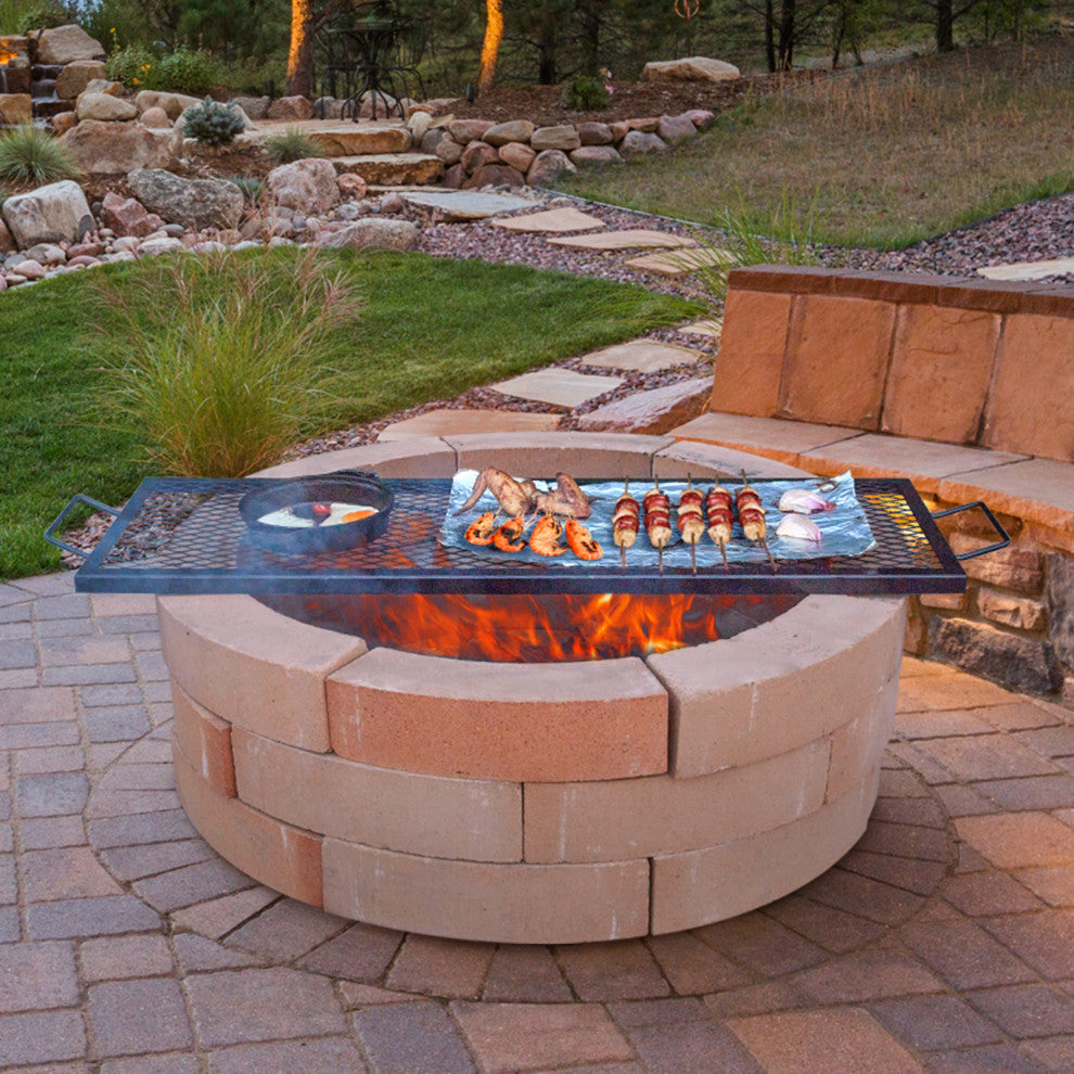 VEVOR 44" Rectangle Cooking Grate Fire Pit Grill Grate X-Marks Heavy-Duty Steel