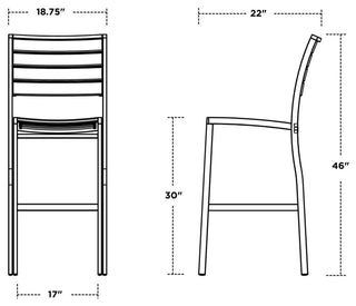 Euro Bar Side Chair, Textured Bronze, White