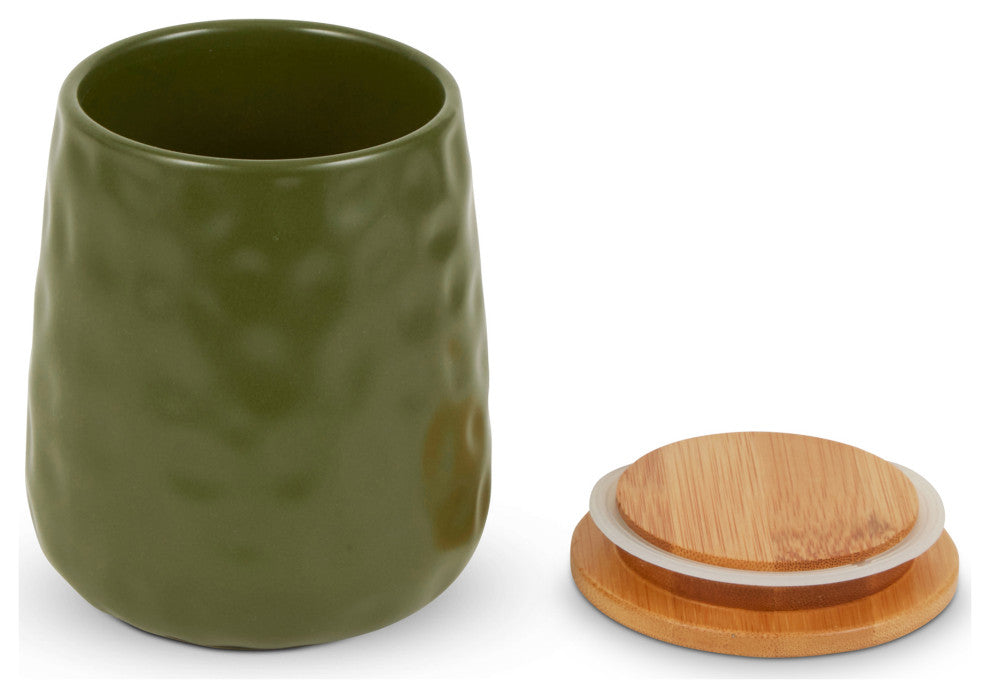 Sage Matte Dimple Texture Ceramic Canister (Set of 2)
