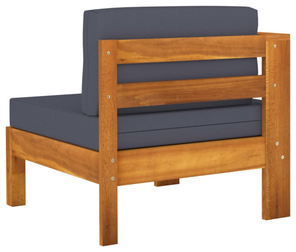 Vidaxl 4-Seater Garden Sofa With Dark Gray Cushions Acacia Wood