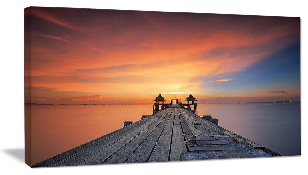 "Wooden Bridge Straight Into The Sea" Sea Bridge Wall Artwork, 40"x20"