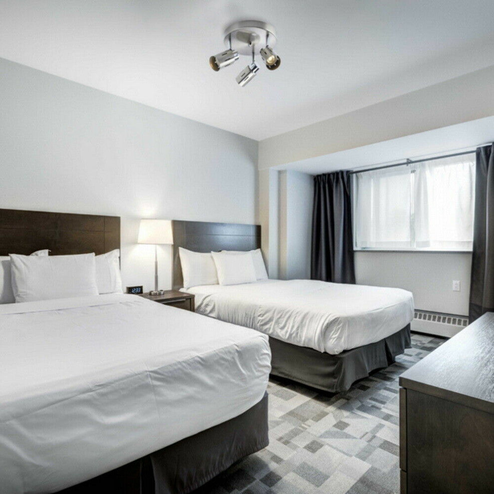 Brushed Steel And Chrome Energy Star Adjustable 3 Light LED Semi Flush Ceiling