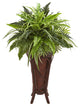32" Mixed Greens and Fern Artificial Plant in Decorative Stand