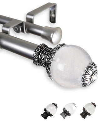 Glossy 1" Double Curtain Rod, Satin Nickel, 66-120"