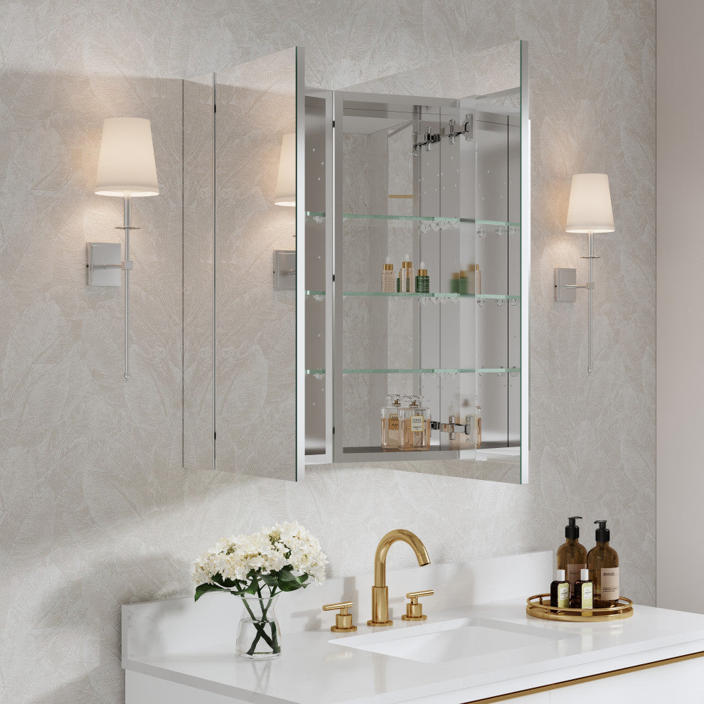 Recessed/Surface Mount Bathroom Medicine Cabinet, Reverse Installation, 36"x30"