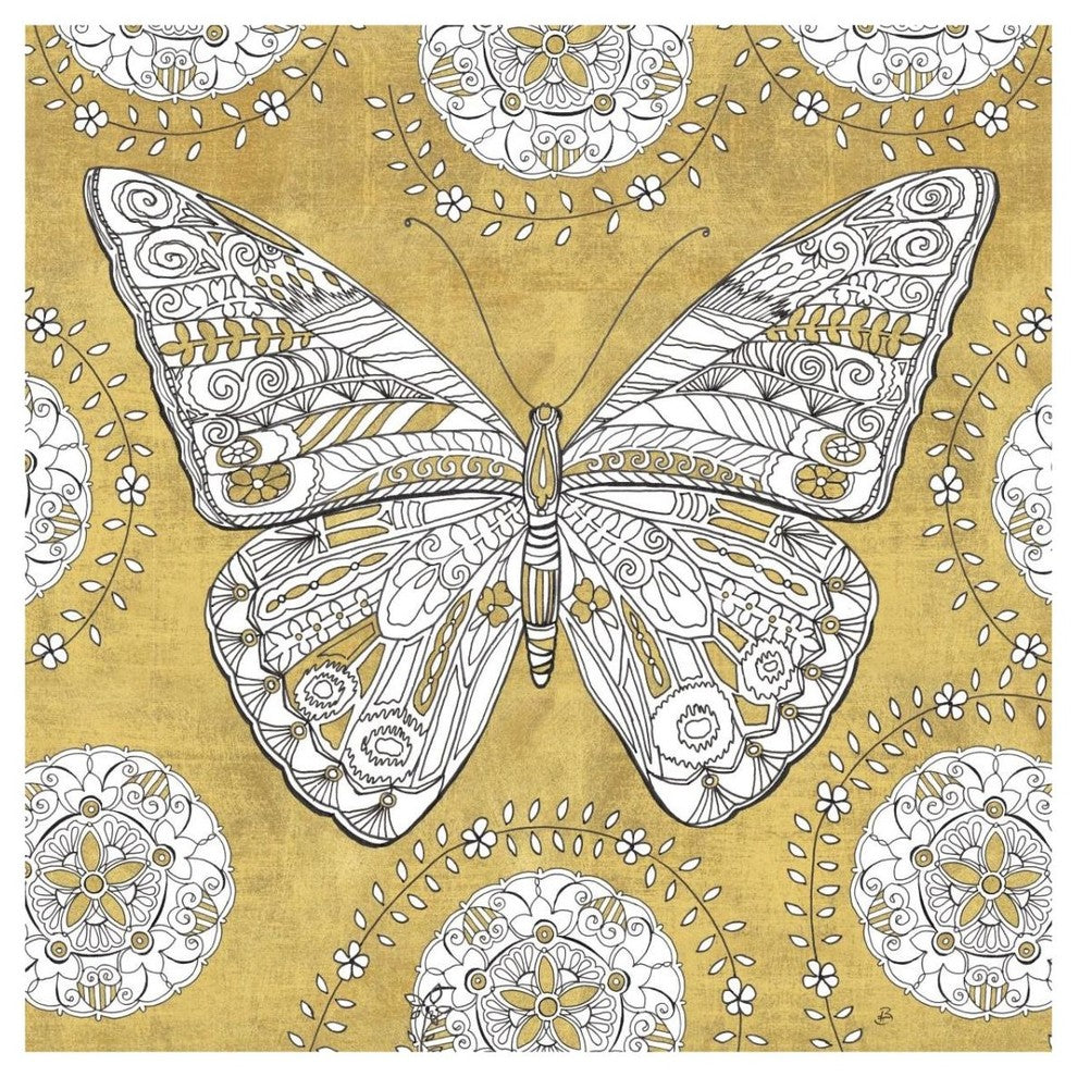 "Color my World Butterfly I Gold" Paper Print by Daphne Brissonnet, 32"x32"