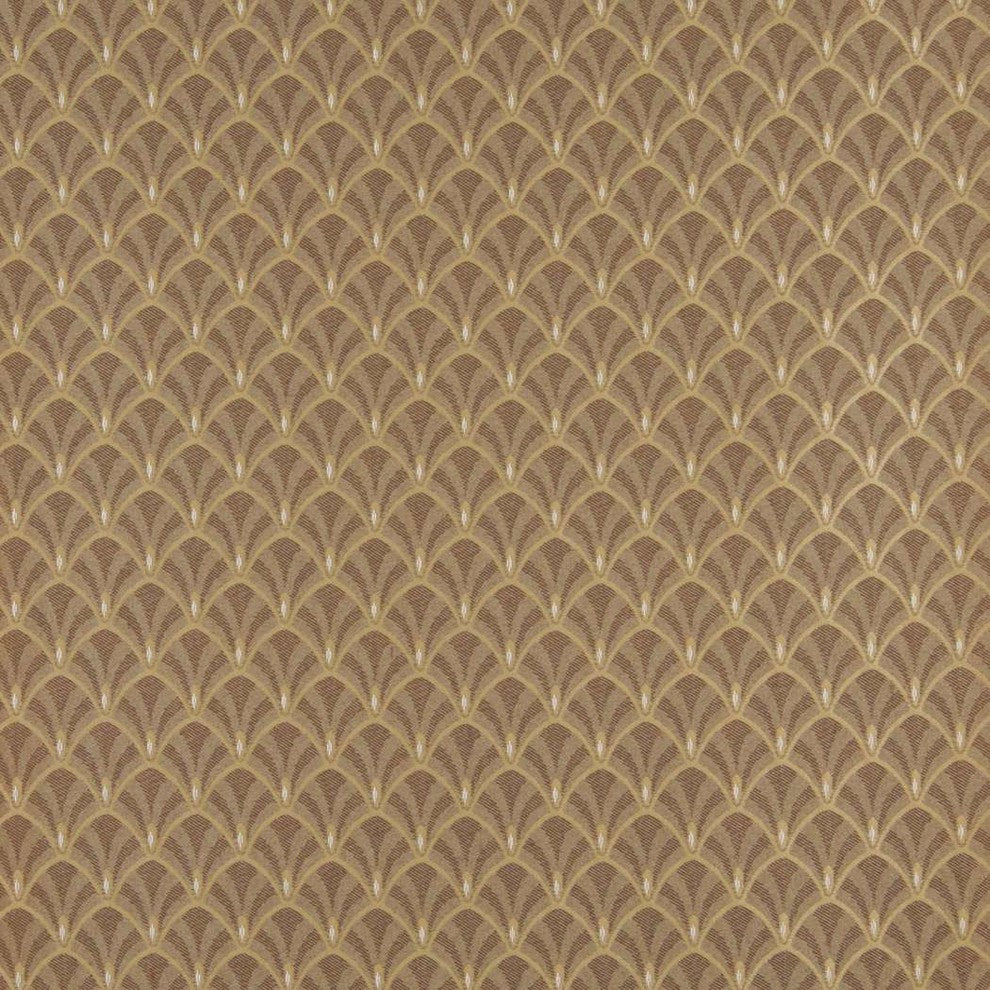 Brown And Beige Fan Jacquard Woven Upholstery Fabric By The Yard