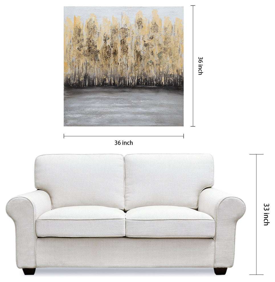 Nature Gold Trees Textured Metallic Hand Painted Wall Art Abstract Canvas