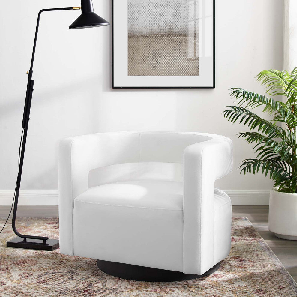 Armchair Accent Chair, Velvet, White, Modern, Living Lounge Hotel Hospitality